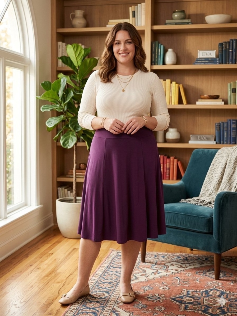 NWT Lane Bryant Purple A-Line Midi Skirt (26/28)